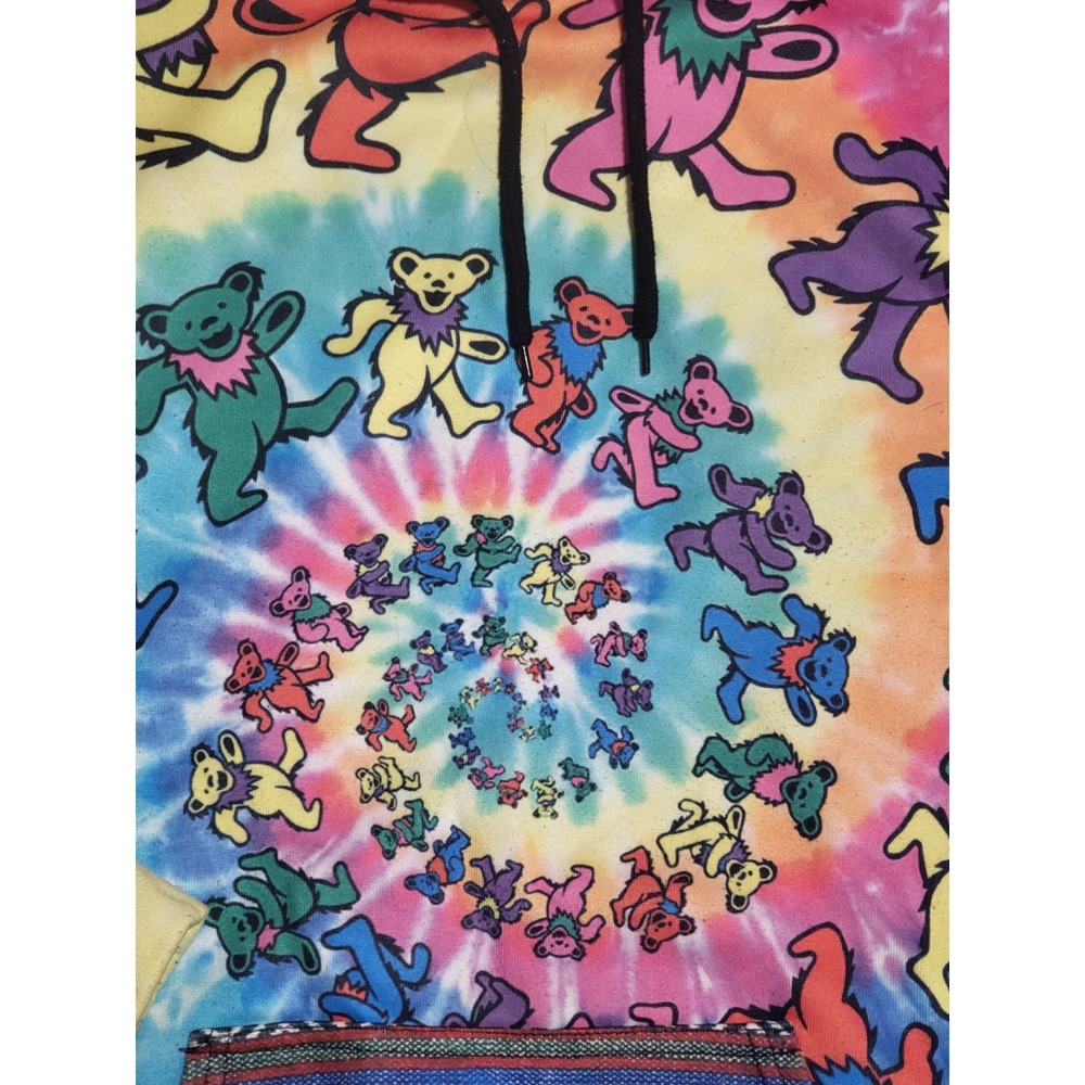 Tie Dye Dancing Bears Hoodie 2XL Womens -Fits Large L Mens ~Unisex - Picture 4 of 9